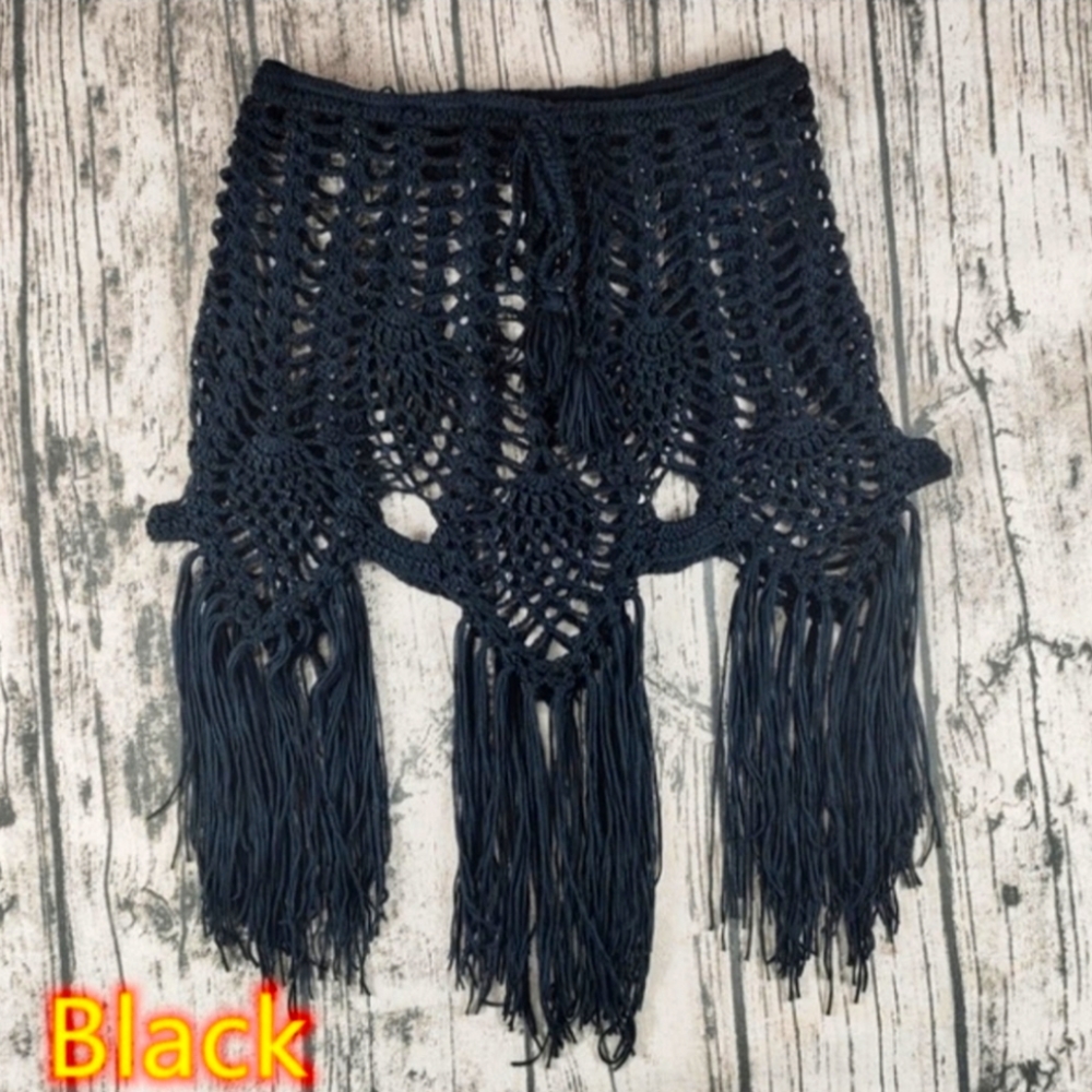Elastic black crochet swimwear cover up size xSmall-MediumLarge